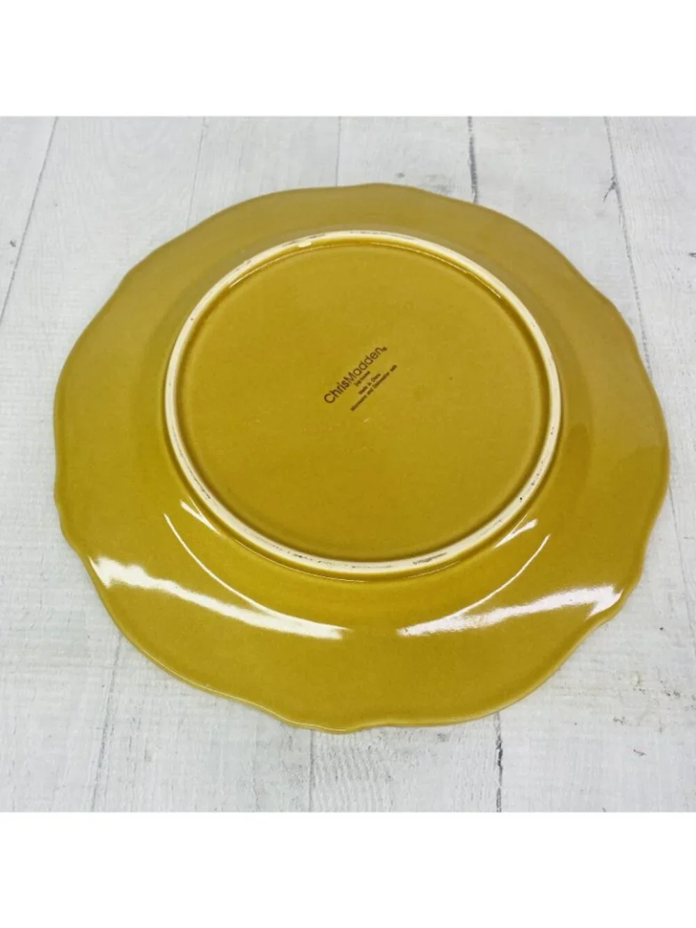 Chris Madden JC Penny CORVELLA GOLD  Emboss Scroll Stoneware Dinner Plate Set 4